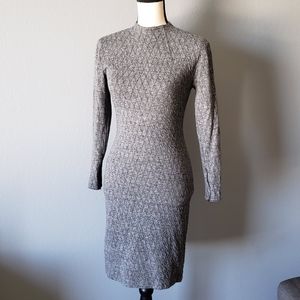 Vintage 90s Gray Mock Neck Bodycon Dress